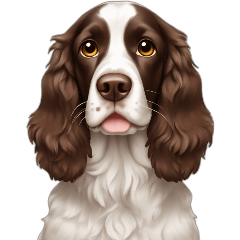 Cute All brown sprocker spaniel with white chest emoji