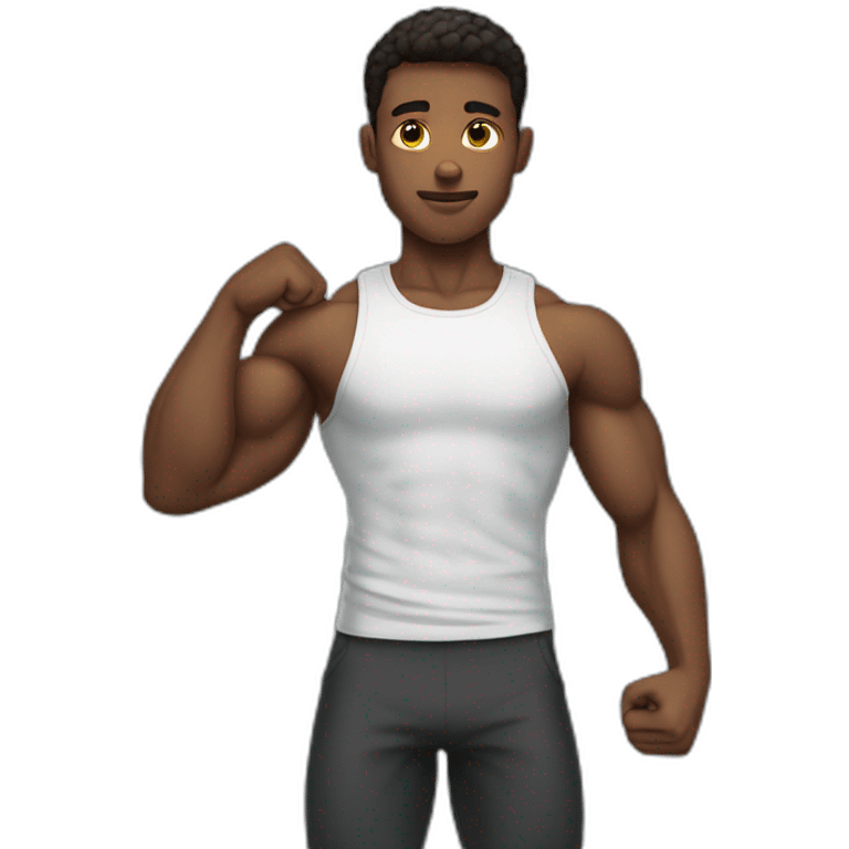 young man doing bicep curls emoji