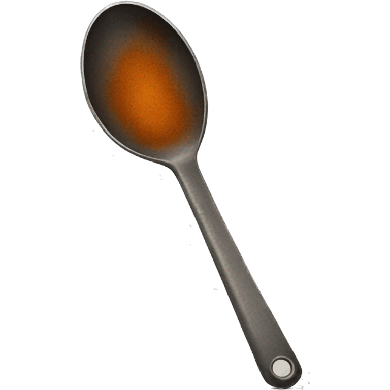 a metal spoon with rust on the bottom emoji