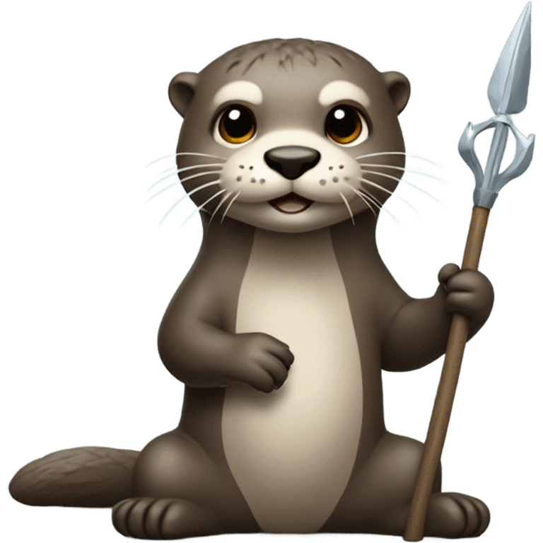 Otter holding trident emoji