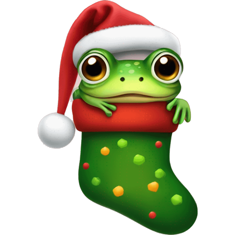 Frog in Christmas stocking  emoji