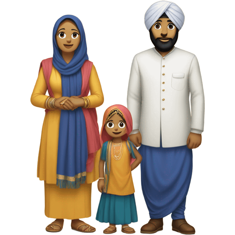 Father, Sikh Mother, daughter, Sikh son emoji