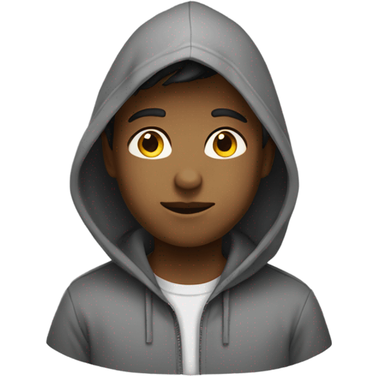 a boy wearing gray hood emoji