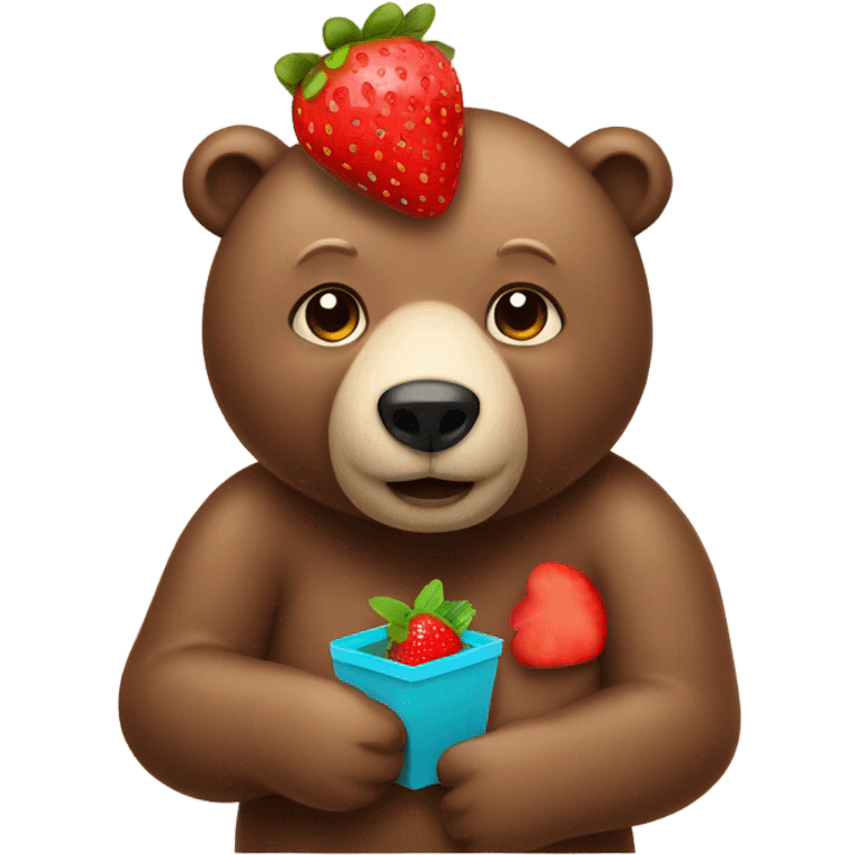 Bear holding a strawberry emoji