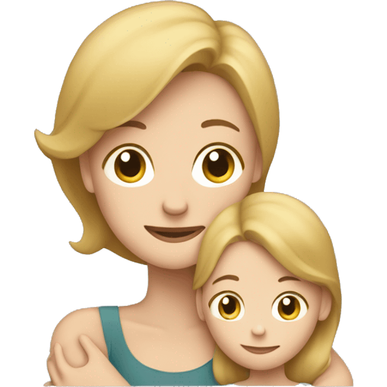 White mom hugging daughter emoji