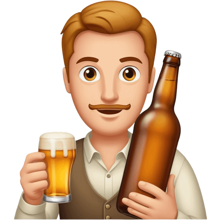 Ein dicker Mann mit einer Bierflasche in der Hand emoji