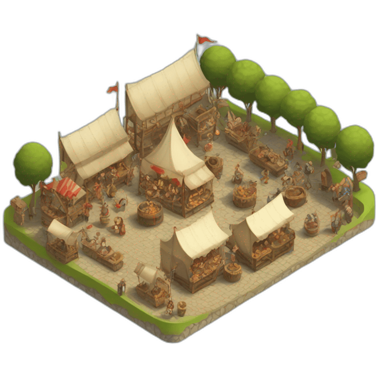 medieval fair, isometric view emoji