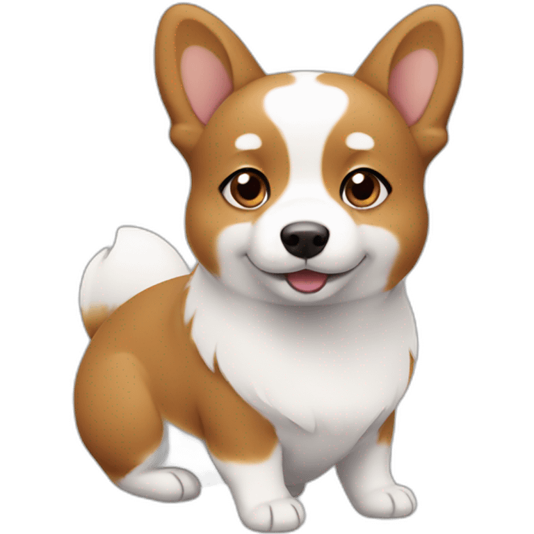 cute white and brown corgy emoji