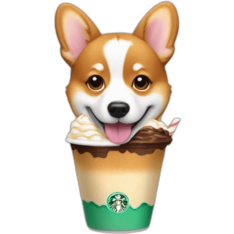 corgi tomando frappuccino emoji