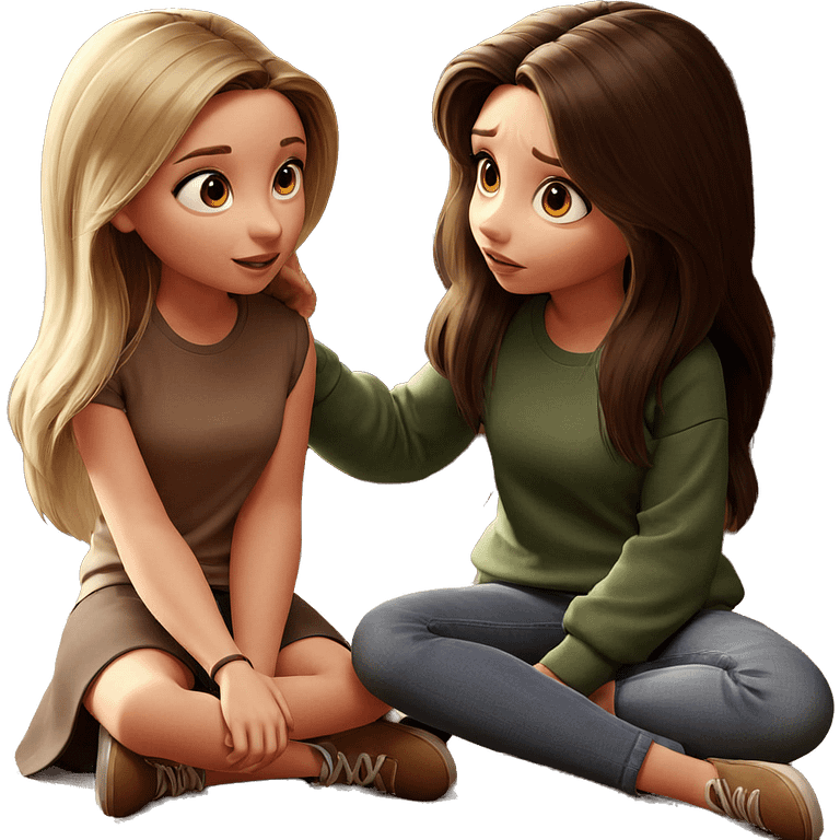 sisters in casual attire indoors emoji