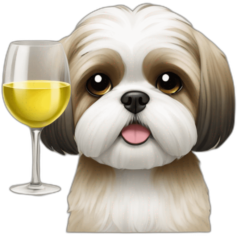 shih tzu drinking white wine emoji