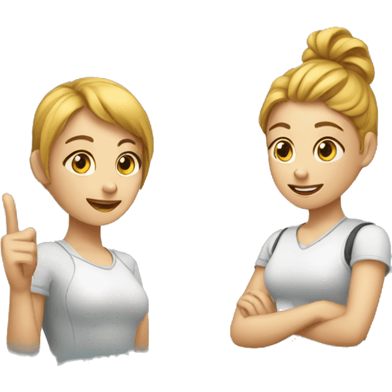 two ux/ui girl designers asking what emoji