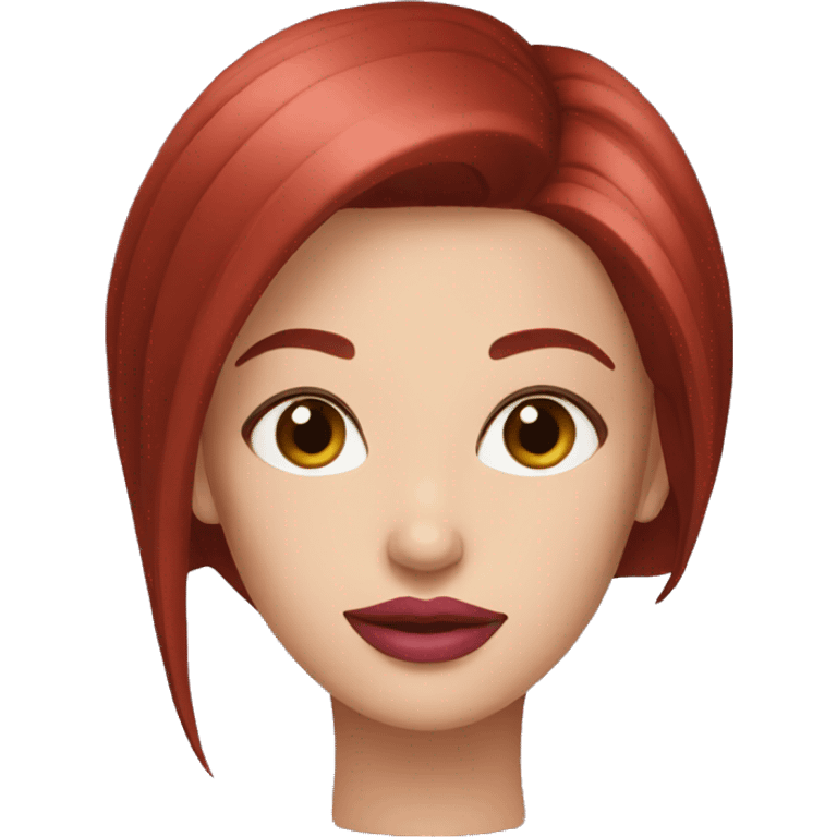 A beautiful woman with straight dark red hair, pink lips, thin lips  emoji