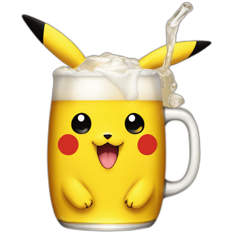 Pikachu drink a beer emoji