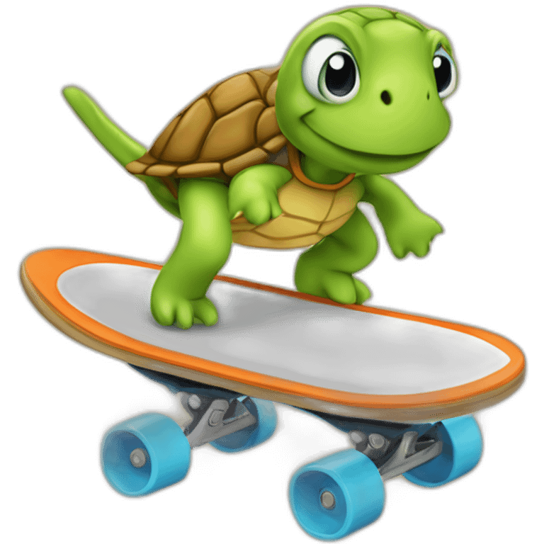 Turte riding a scateboard emoji