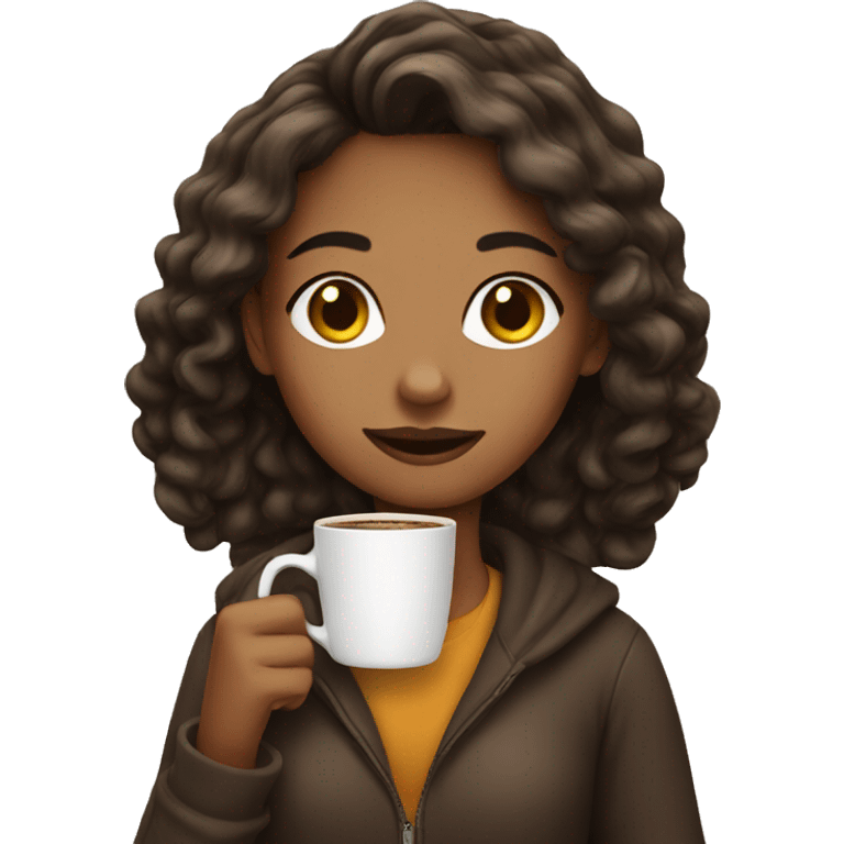 A girl with a coffee  emoji