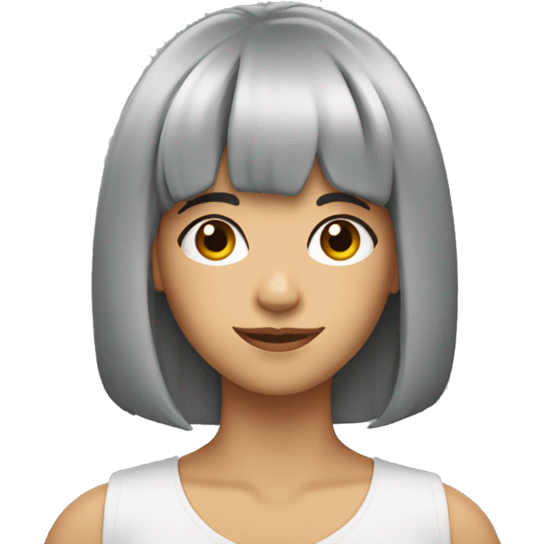 Shoulder length Grey hair with bangs emoji