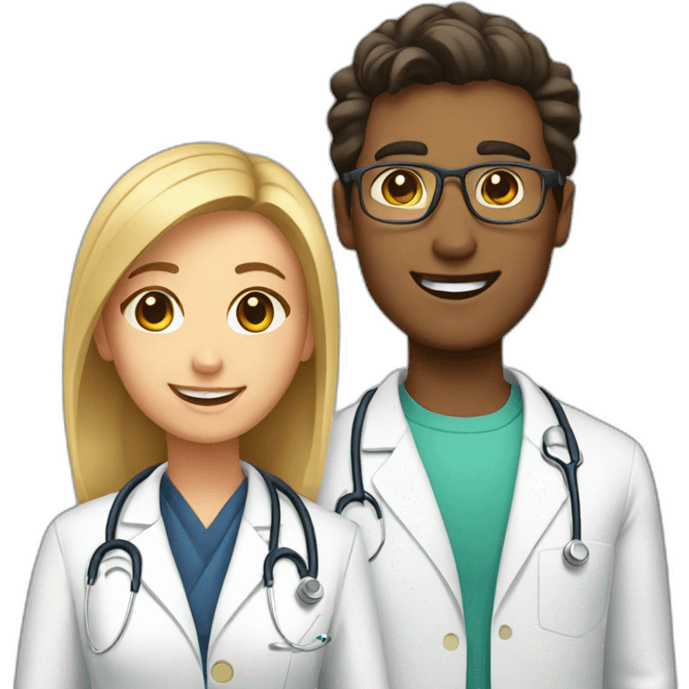 A doctor couple in their 20s. emoji