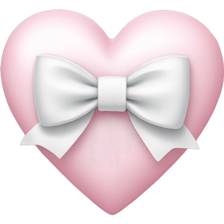 Pastel pink heart with white bow emoji