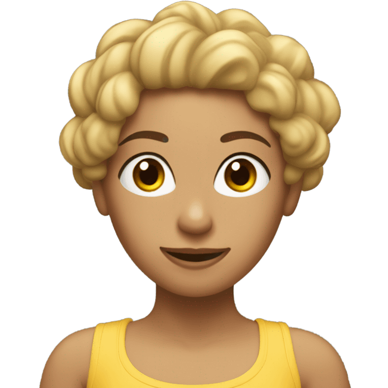 Chica de pelo rizado castaño haciendo pilates  emoji