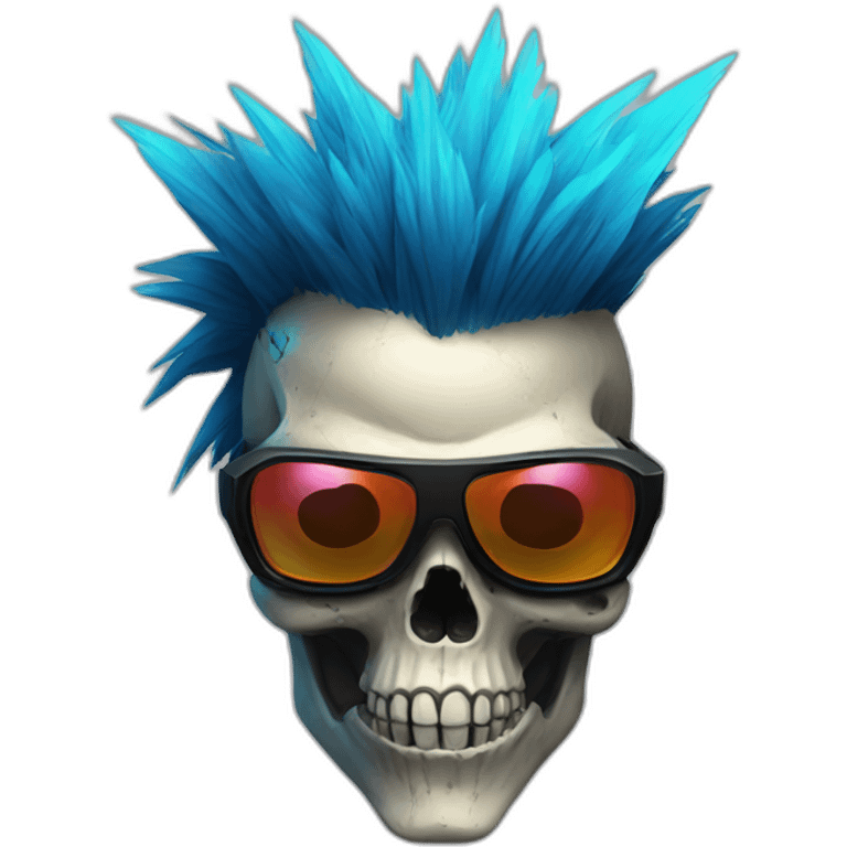 cyberpunk skull with colored mohawk with a gambit sunglasses emoji