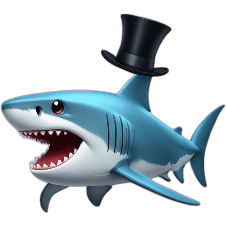 Shark with a top hat emoji