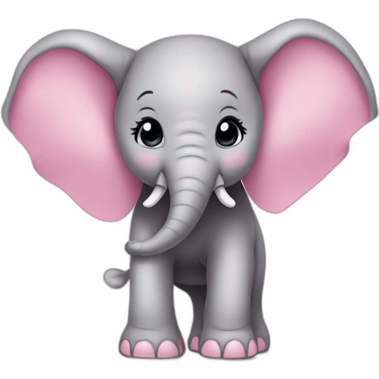 elephant baby pink bow standing emoji