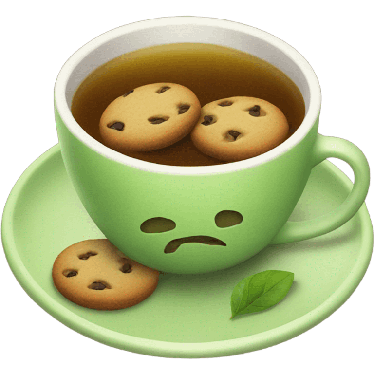 Cookie tea in a green tea cup emoji