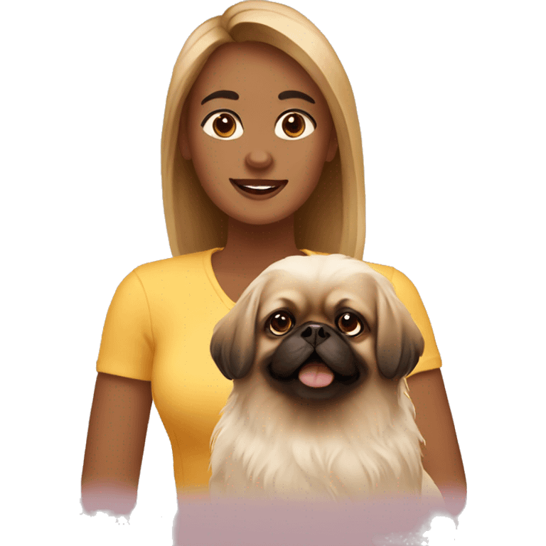 Women with Pekingese emoji