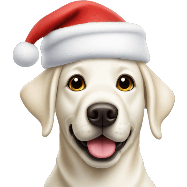 Platinum snow White Labrador dog Santa hat emoji