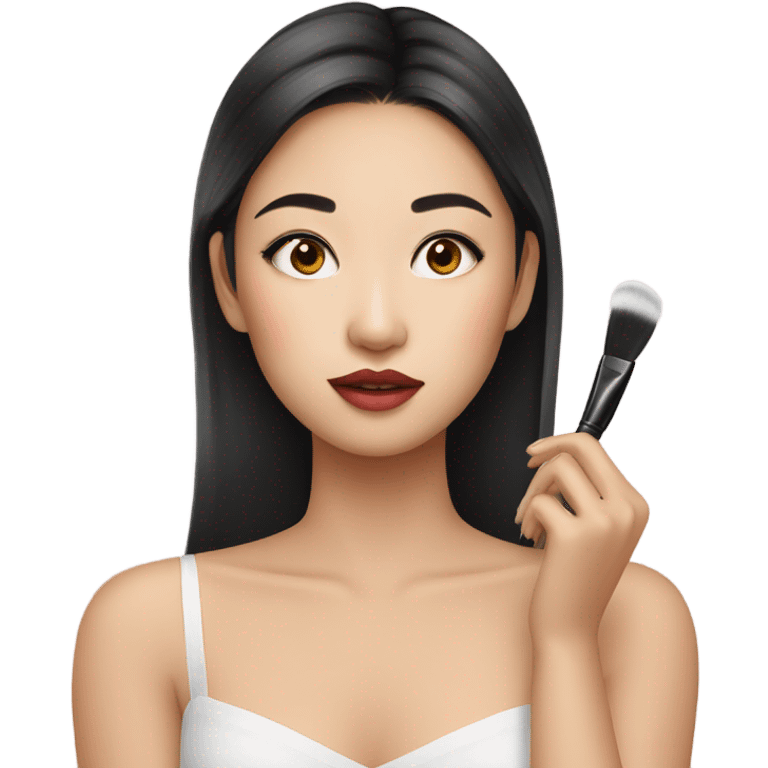 Pretty Asian girl doing her makeup  emoji