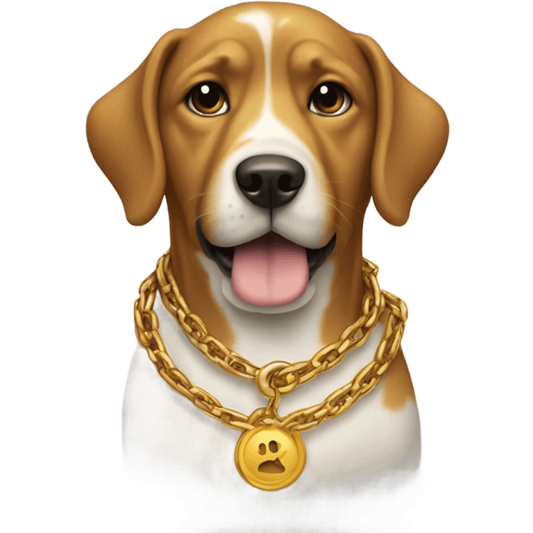 Dog wearing gold chain emoji