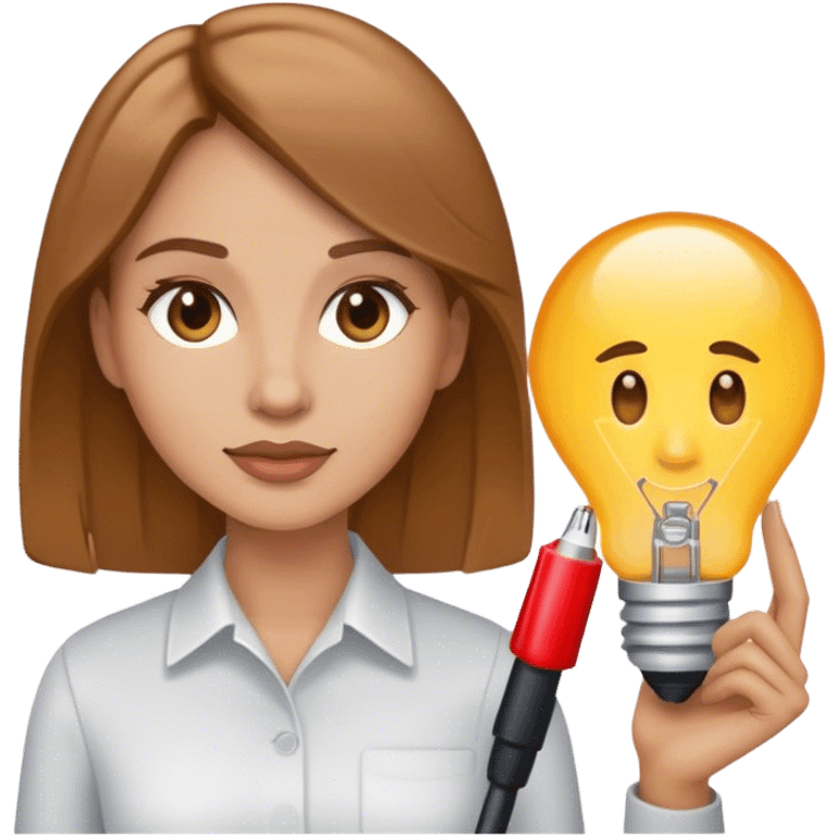 mujer pelo castañoclaro, asistente emoji