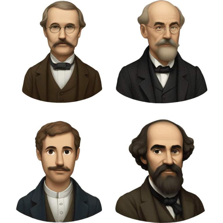 poet portrait, Kipling, Blake, Dostoevsky, and Tolsto emoji