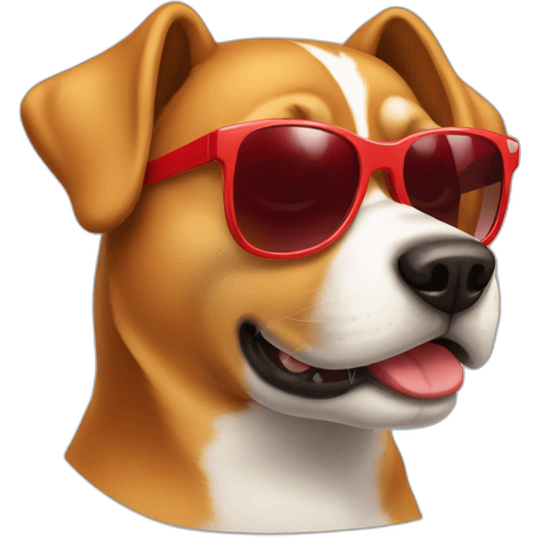 A dog with red sunglasses emoji