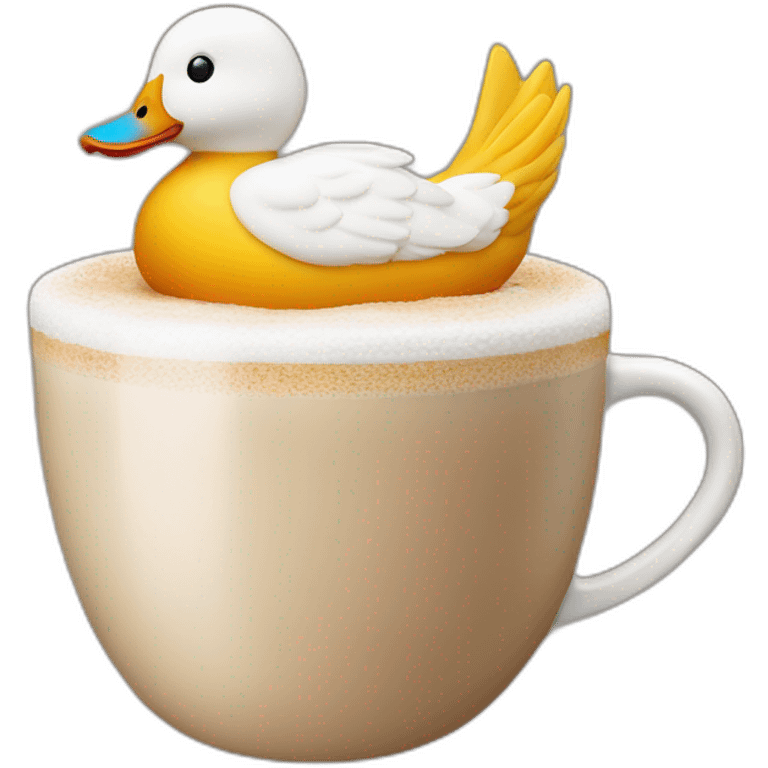 cappuchino with a duck in the foam (no real duck but from foam) emoji