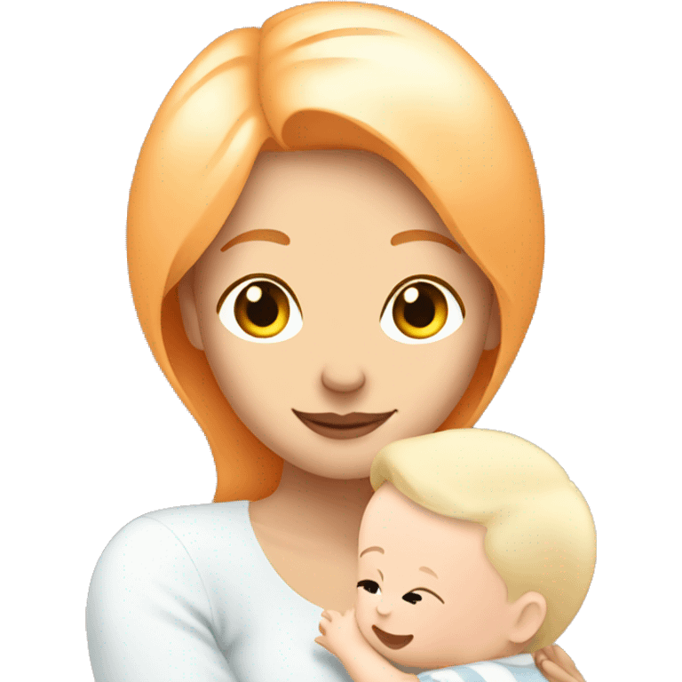 White orange haired mom holding white blonde baby boy emoji