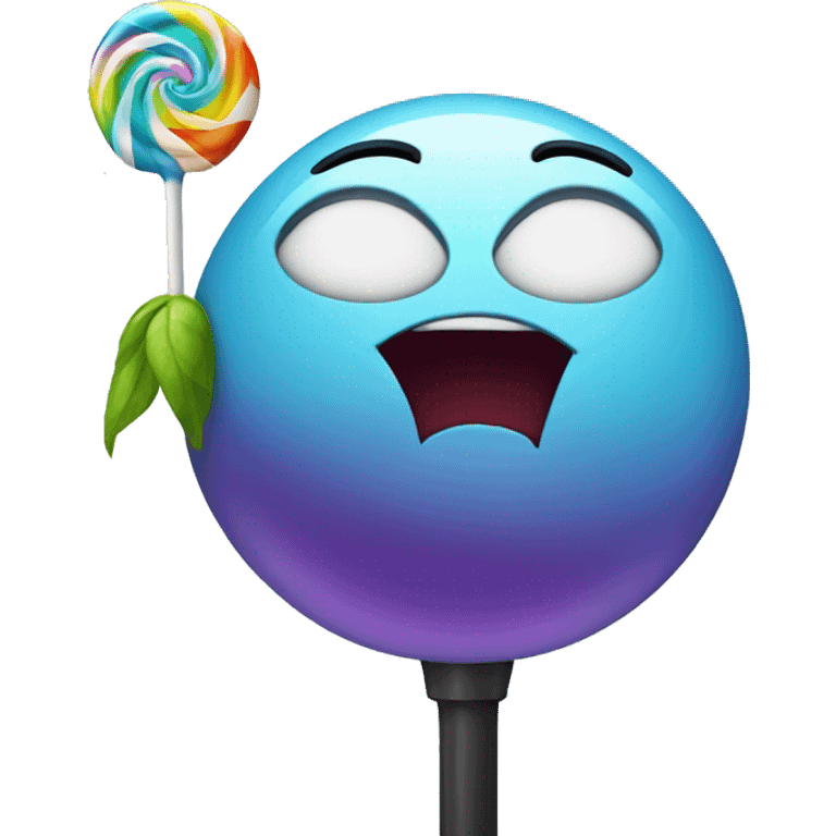 a spherical lollipop with a watering mouth emoji