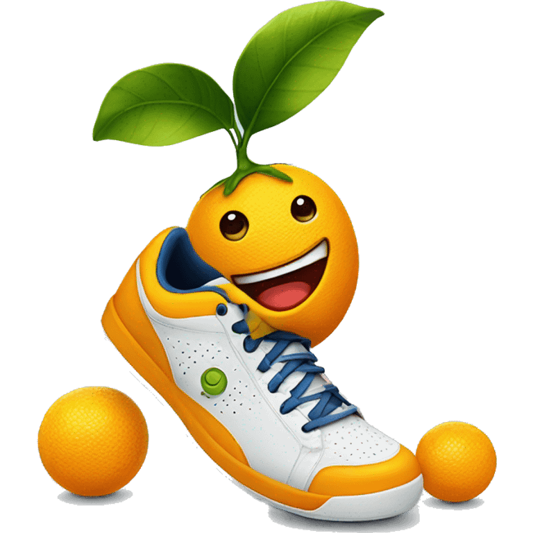 kumquat fruit smiling with tennis shoes on emoji