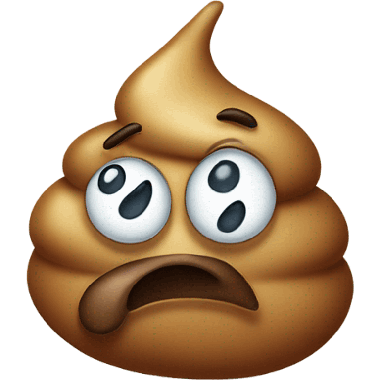 Poop with sad face emoji