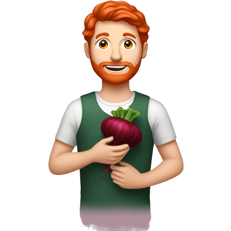 Redhead man holding beet emoji