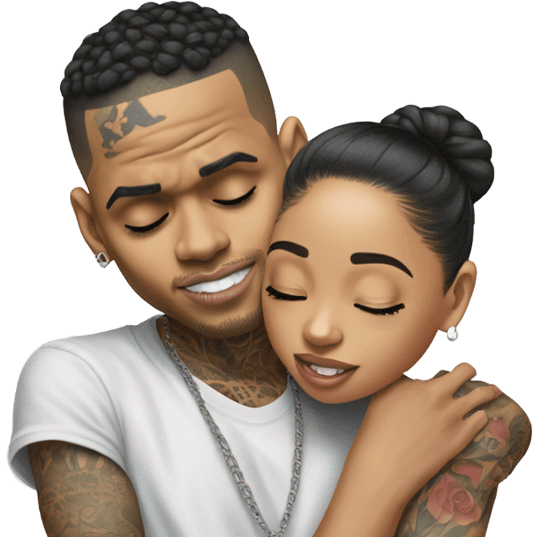 Hyper Realistic Chris Brown hugging Karruche Tran emoji