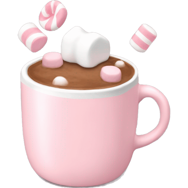 Light Pink mug of hot chocolate with marshmallows  emoji