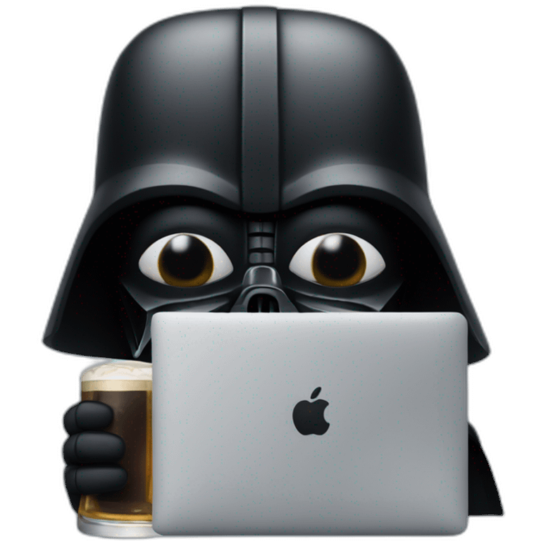 Dark vader holding a beer and a macbook emoji