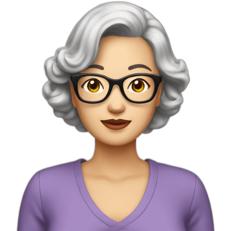 mum glasses asian in 50s emoji