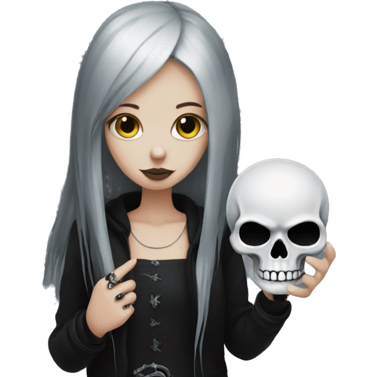 Goth girl with skull in her hand emoji