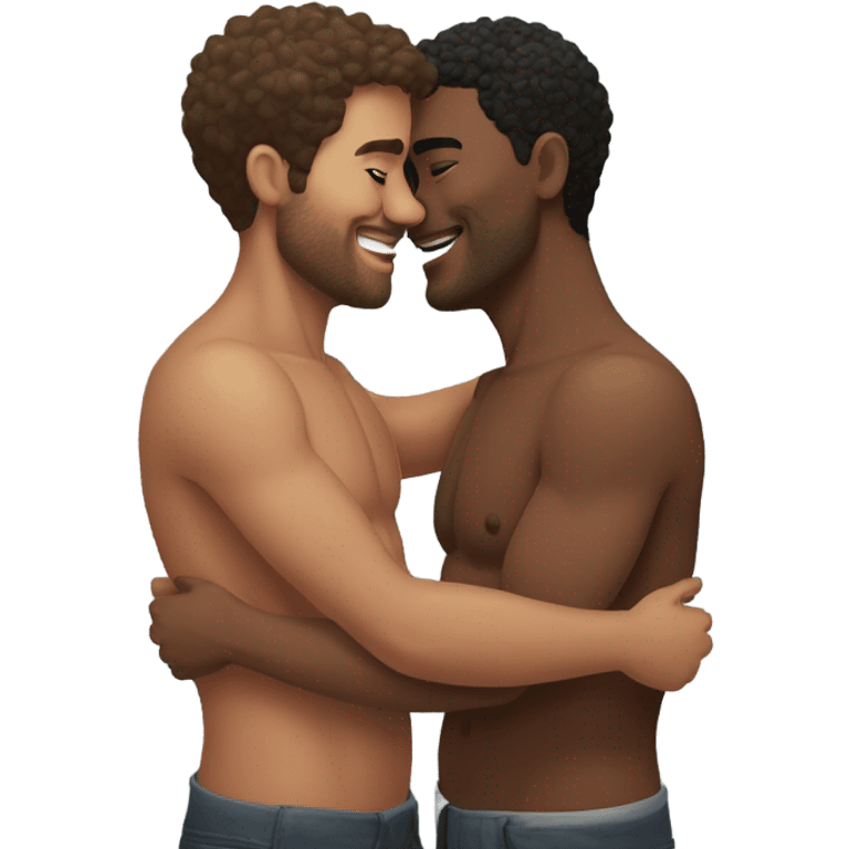 two gay shirtless men touching each other affectionately  emoji