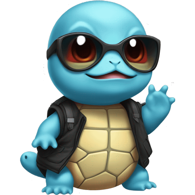 Squirtle with sunglases and akatsuki coat emoji