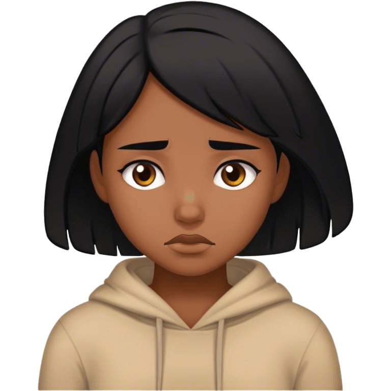 a black hair girl is tired of living alone emoji