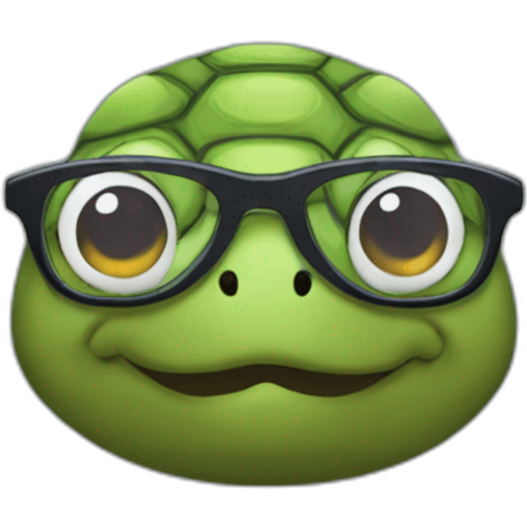 Turtle with glasses and curly hair emoji